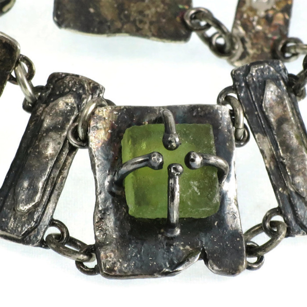 Israeli Bracelet Sterling Silver and Roman Glass Holy Land Artifact - Picture 4 of 8